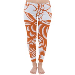 Chinese Zodiac Horoscope Rabbit Star Orange Classic Winter Leggings by Mariart