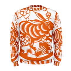 Chinese Zodiac Horoscope Rabbit Star Orange Men s Sweatshirt by Mariart