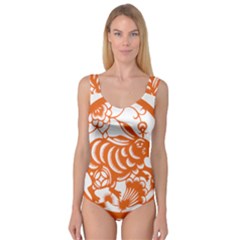 Chinese Zodiac Horoscope Rabbit Star Orange Princess Tank Leotard  by Mariart