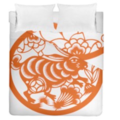 Chinese Zodiac Horoscope Rabbit Star Orange Duvet Cover Double Side (queen Size) by Mariart