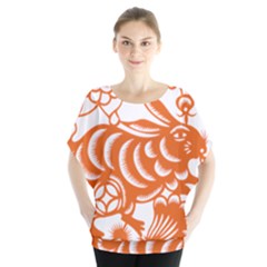 Chinese Zodiac Horoscope Rabbit Star Orange Blouse