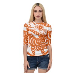 Chinese Zodiac Signs Tiger Star Orangehoroscope Quarter Sleeve Tee