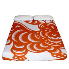 Chinese Zodiac Signs Tiger Star Orangehoroscope Fitted Sheet (queen Size) by Mariart