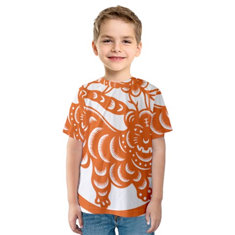 Chinese Zodiac Signs Tiger Star Orangehoroscope Kids  Sport Mesh Tee by Mariart