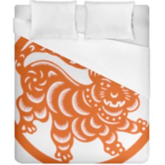 Chinese Zodiac Signs Tiger Star Orangehoroscope Duvet Cover (california King Size) by Mariart