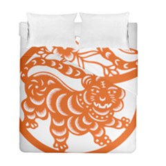 Chinese Zodiac Signs Tiger Star Orangehoroscope Duvet Cover Double Side (full/ Double Size) by Mariart