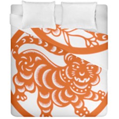 Chinese Zodiac Signs Tiger Star Orangehoroscope Duvet Cover Double Side (california King Size) by Mariart