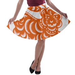 Chinese Zodiac Signs Tiger Star Orangehoroscope A-line Skater Skirt by Mariart