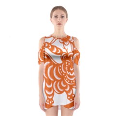 Chinese Zodiac Signs Tiger Star Orangehoroscope Shoulder Cutout One Piece by Mariart