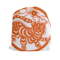 Chinese Zodiac Signs Tiger Star Orangehoroscope Drawstring Pouches (xxl) by Mariart