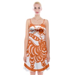 Chinese Zodiac Signs Tiger Star Orangehoroscope Spaghetti Strap Velvet Dress by Mariart