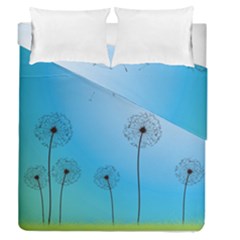 Flower Back Blue Green Sun Fly Duvet Cover Double Side (queen Size) by Mariart