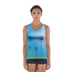 Flower Back Blue Green Sun Fly Women s Sport Tank Top  by Mariart