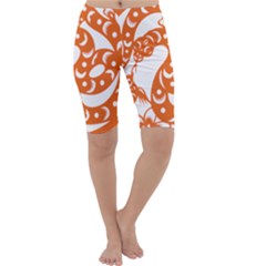 Chinese Zodiac Horoscope Snake Star Orange Cropped Leggings  by Mariart