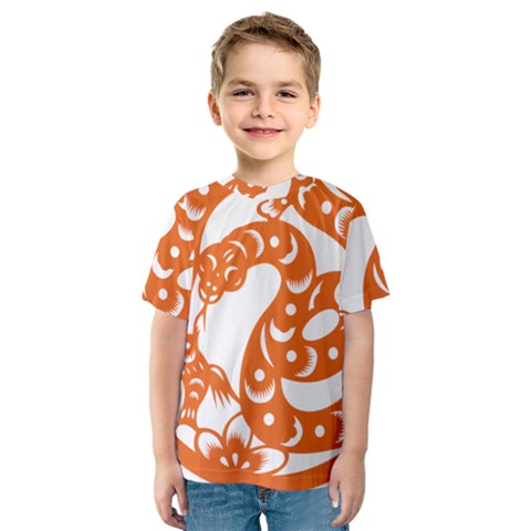 Chinese Zodiac Horoscope Snake Star Orange Kids  Sport Mesh Tee by Mariart