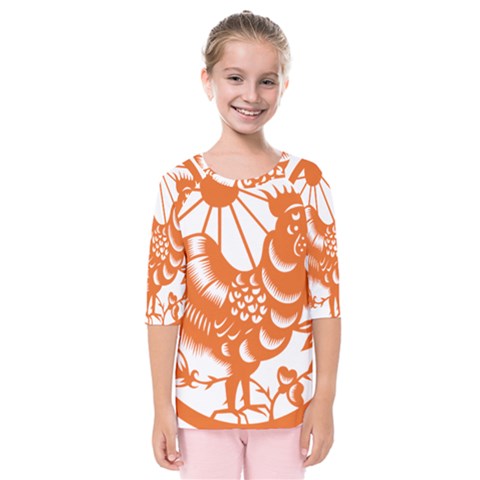 Chinese Zodiac Horoscope Zhen Icon Star Orangechicken Kids  Quarter Sleeve Raglan Tee by Mariart