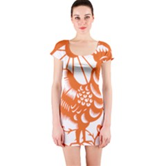 Chinese Zodiac Horoscope Zhen Icon Star Orangechicken Short Sleeve Bodycon Dress by Mariart