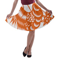 Chinese Zodiac Horoscope Zhen Icon Star Orangechicken A-line Skater Skirt by Mariart