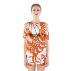 Chinese Zodiac Horoscope Zhen Icon Star Orangechicken Shoulder Cutout One Piece by Mariart