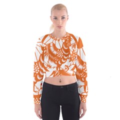 Chinese Zodiac Horoscope Zhen Icon Star Orangechicken Cropped Sweatshirt by Mariart