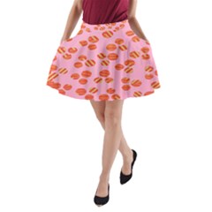 Distance Absence Sea Holes Polka Dot Line Circle Orange Chevron Wave A-line Pocket Skirt by Mariart