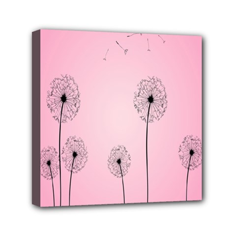 Flower Back Pink Sun Fly Mini Canvas 6  X 6  by Mariart