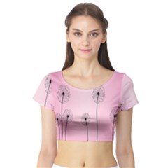 Flower Back Pink Sun Fly Short Sleeve Crop Top (tight Fit) by Mariart