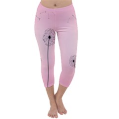 Flower Back Pink Sun Fly Capri Winter Leggings  by Mariart