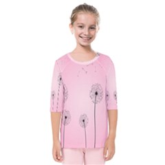 Flower Back Pink Sun Fly Kids  Quarter Sleeve Raglan Tee