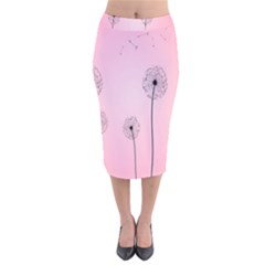 Flower Back Pink Sun Fly Velvet Midi Pencil Skirt by Mariart