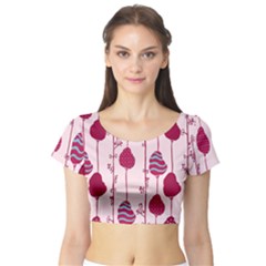 Flower Floral Mpink Frame Short Sleeve Crop Top (tight Fit) by Mariart