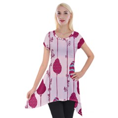 Flower Floral Mpink Frame Short Sleeve Side Drop Tunic by Mariart