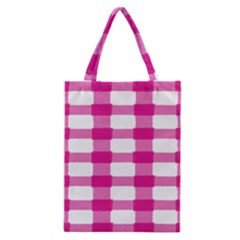 Hot Pink Brush Stroke Plaid Tech White Classic Tote Bag by Mariart