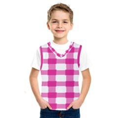 Hot Pink Brush Stroke Plaid Tech White Kids  Sportswear by Mariart