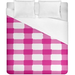 Hot Pink Brush Stroke Plaid Tech White Duvet Cover (california King Size) by Mariart