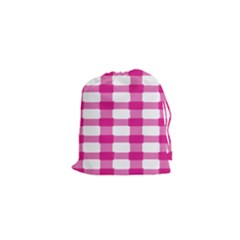 Hot Pink Brush Stroke Plaid Tech White Drawstring Pouches (xs)  by Mariart