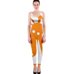 Giraffe Animals Face Orange Onepiece Catsuit by Mariart