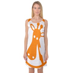 Giraffe Animals Face Orange Sleeveless Satin Nightdress