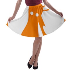 Giraffe Animals Face Orange A-line Skater Skirt by Mariart