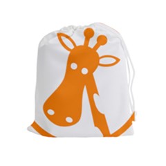 Giraffe Animals Face Orange Drawstring Pouches (extra Large) by Mariart