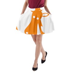 Giraffe Animals Face Orange A-line Pocket Skirt by Mariart