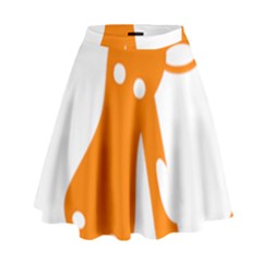 Giraffe Animals Face Orange High Waist Skirt by Mariart