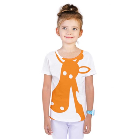 Giraffe Animals Face Orange Kids  One Piece Tee by Mariart