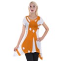 Giraffe Animals Face Orange Short Sleeve Side Drop Tunic View1