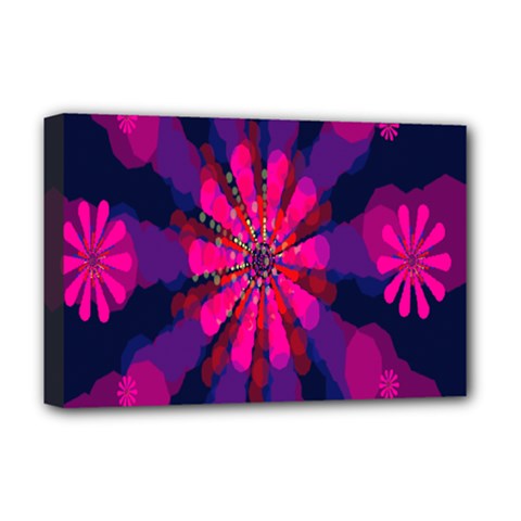 Flower Red Pink Purple Star Sunflower Deluxe Canvas 18  X 12   by Mariart