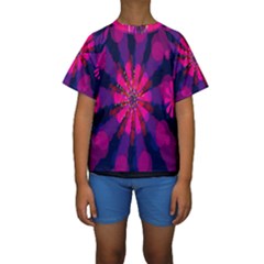 Flower Red Pink Purple Star Sunflower Kids  Short Sleeve Swimwear by Mariart