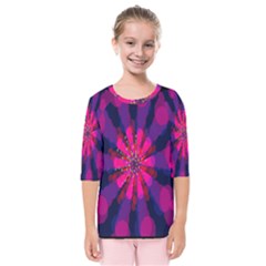 Flower Red Pink Purple Star Sunflower Kids  Quarter Sleeve Raglan Tee