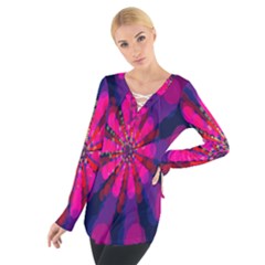 Flower Red Pink Purple Star Sunflower Women s Tie Up Tee by Mariart