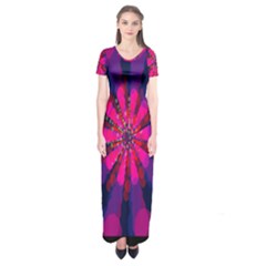 Flower Red Pink Purple Star Sunflower Short Sleeve Maxi Dress by Mariart