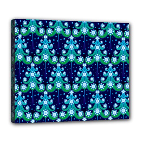 Christmas Tree Snow Green Blue Deluxe Canvas 24  X 20   by Mariart